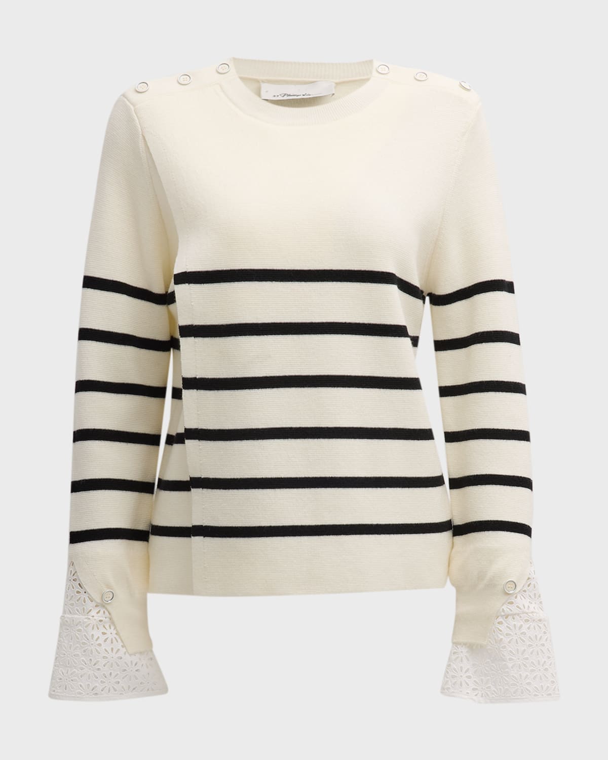 3.1 Phillip Lim Sailor Stripe Lace Cuff Sweater