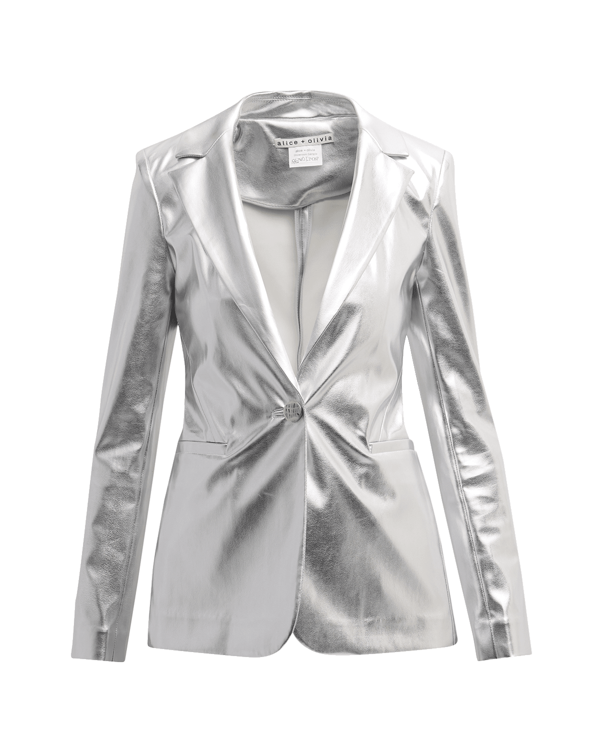 Alice + Olivia Macey Metallic Vegan Leather Blazer