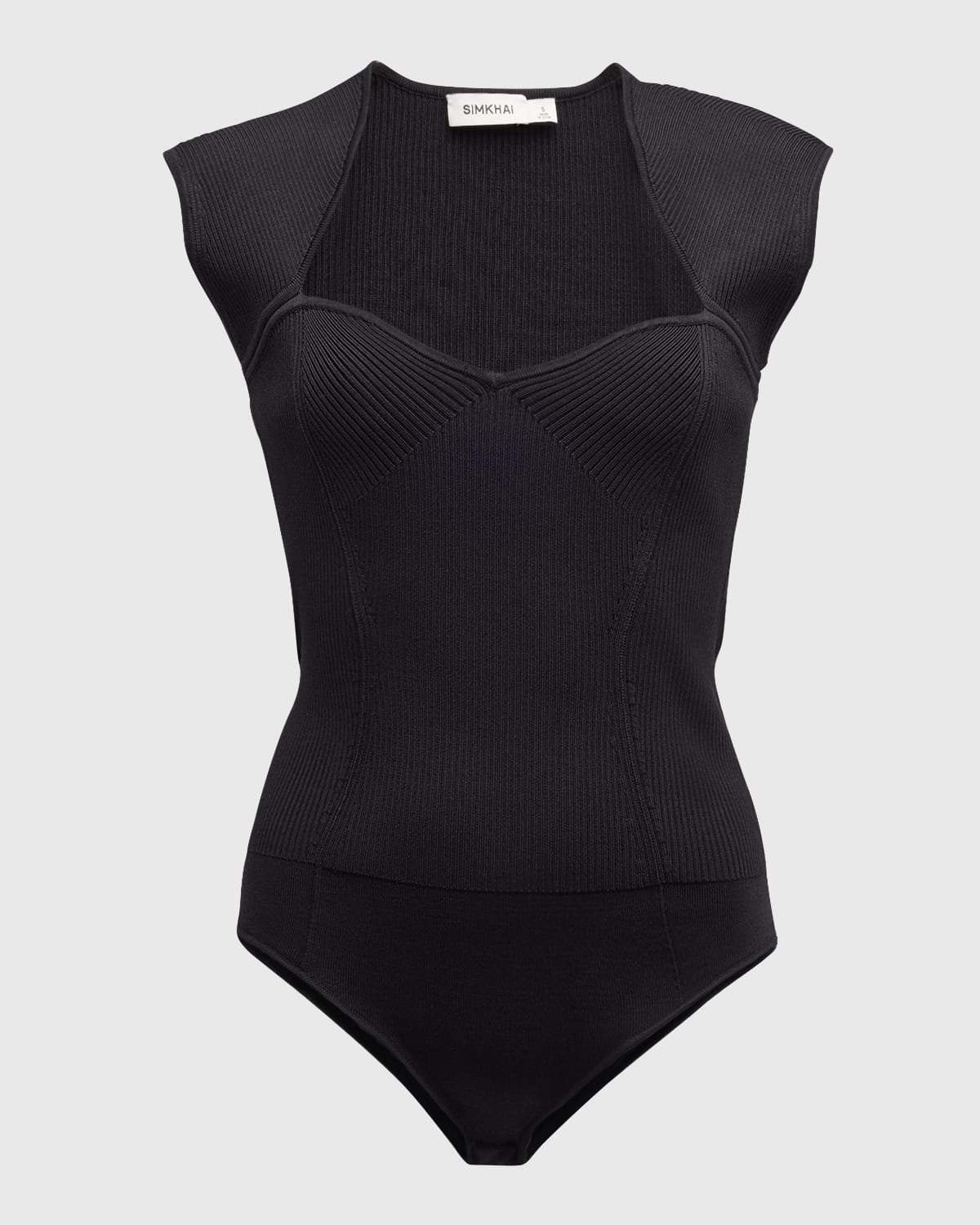 SIMKHAI Barbara Sweetheart Compact-Rib Bodysuit