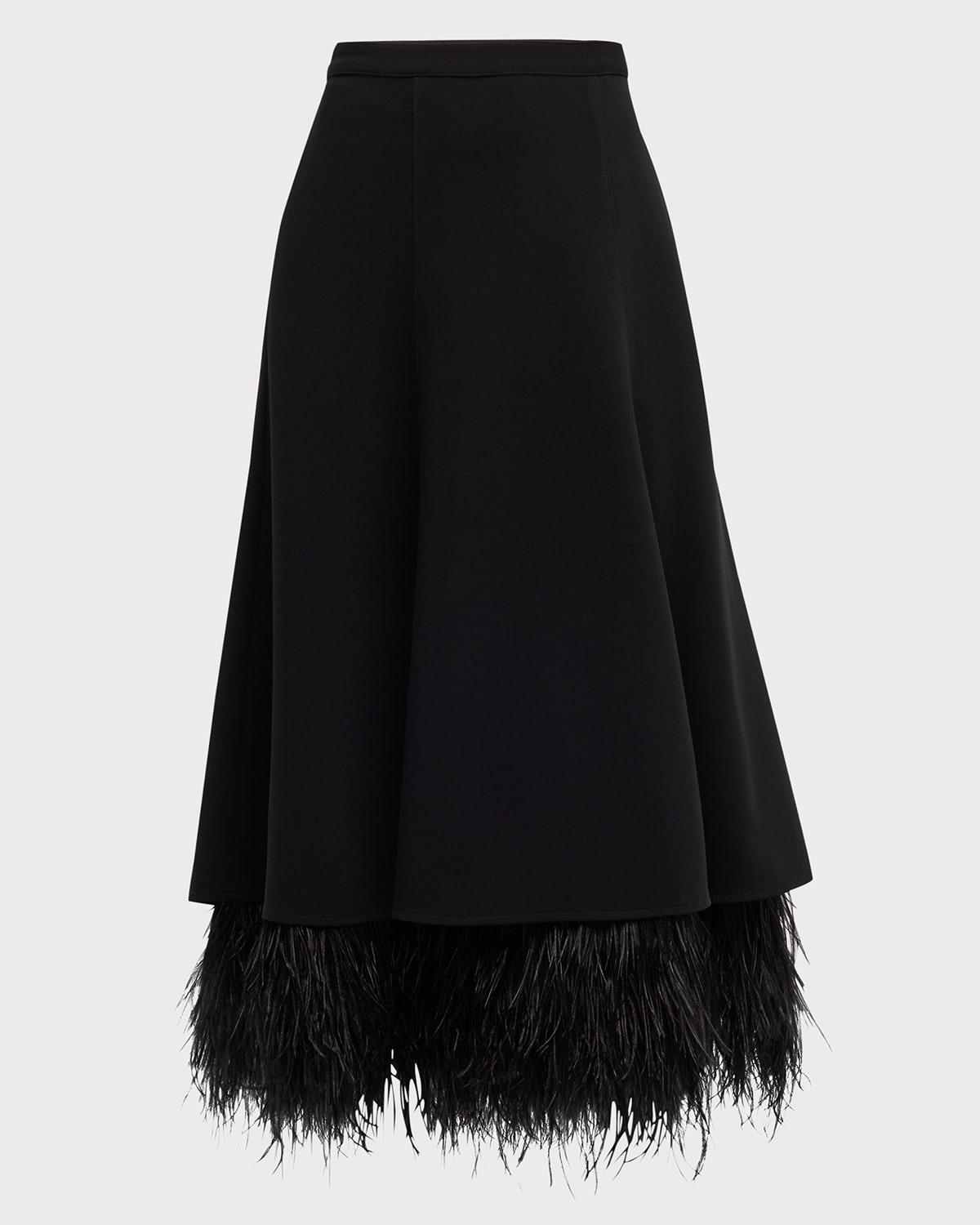 Cinq a Sept Ryleigh Feather-Hem Crepe Midi Skirt