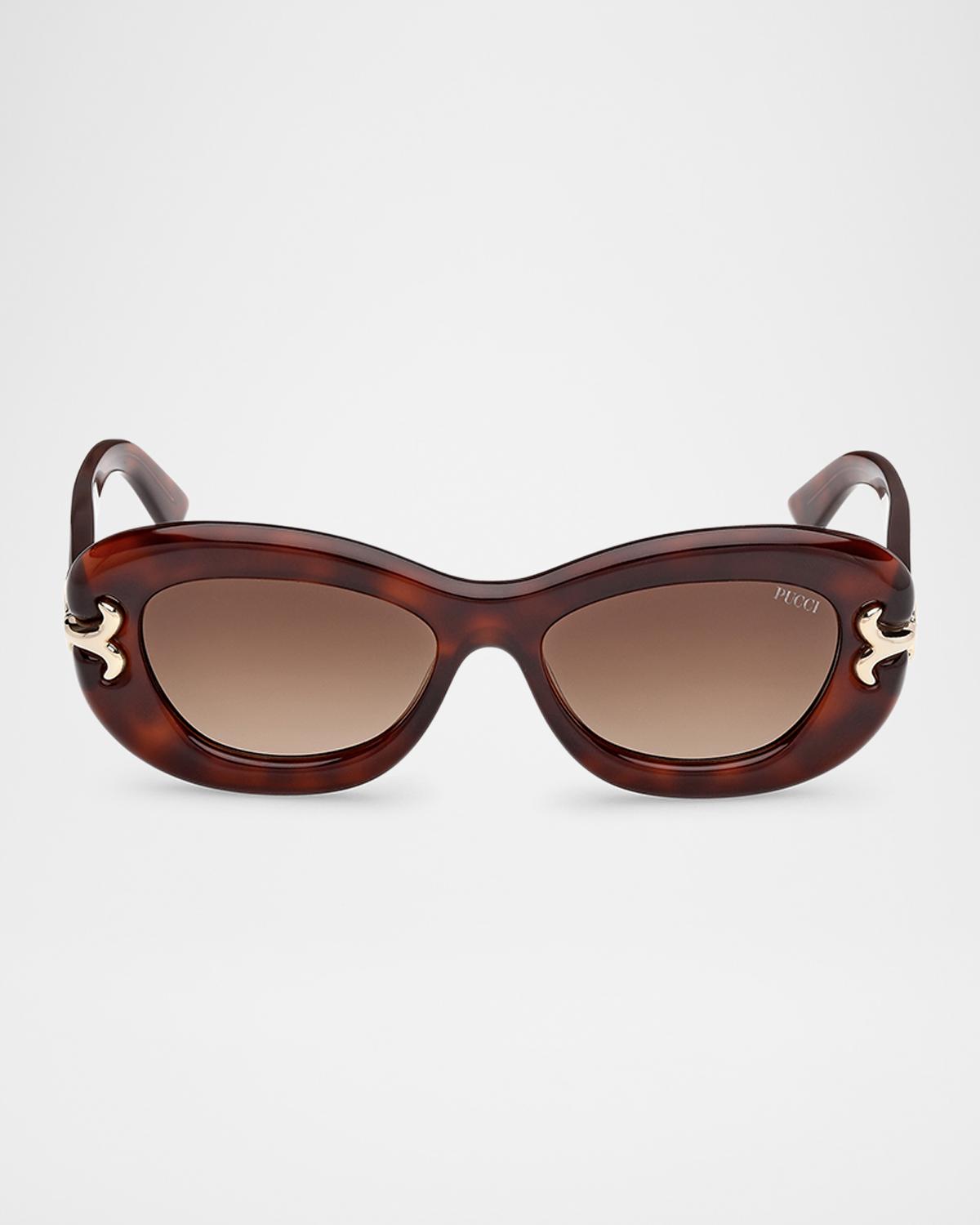 Pucci Filigree Acetate Oval Sunglasses