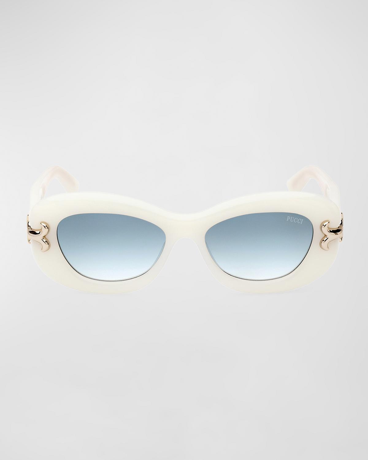 Pucci Filigree Acetate Oval Sunglasses