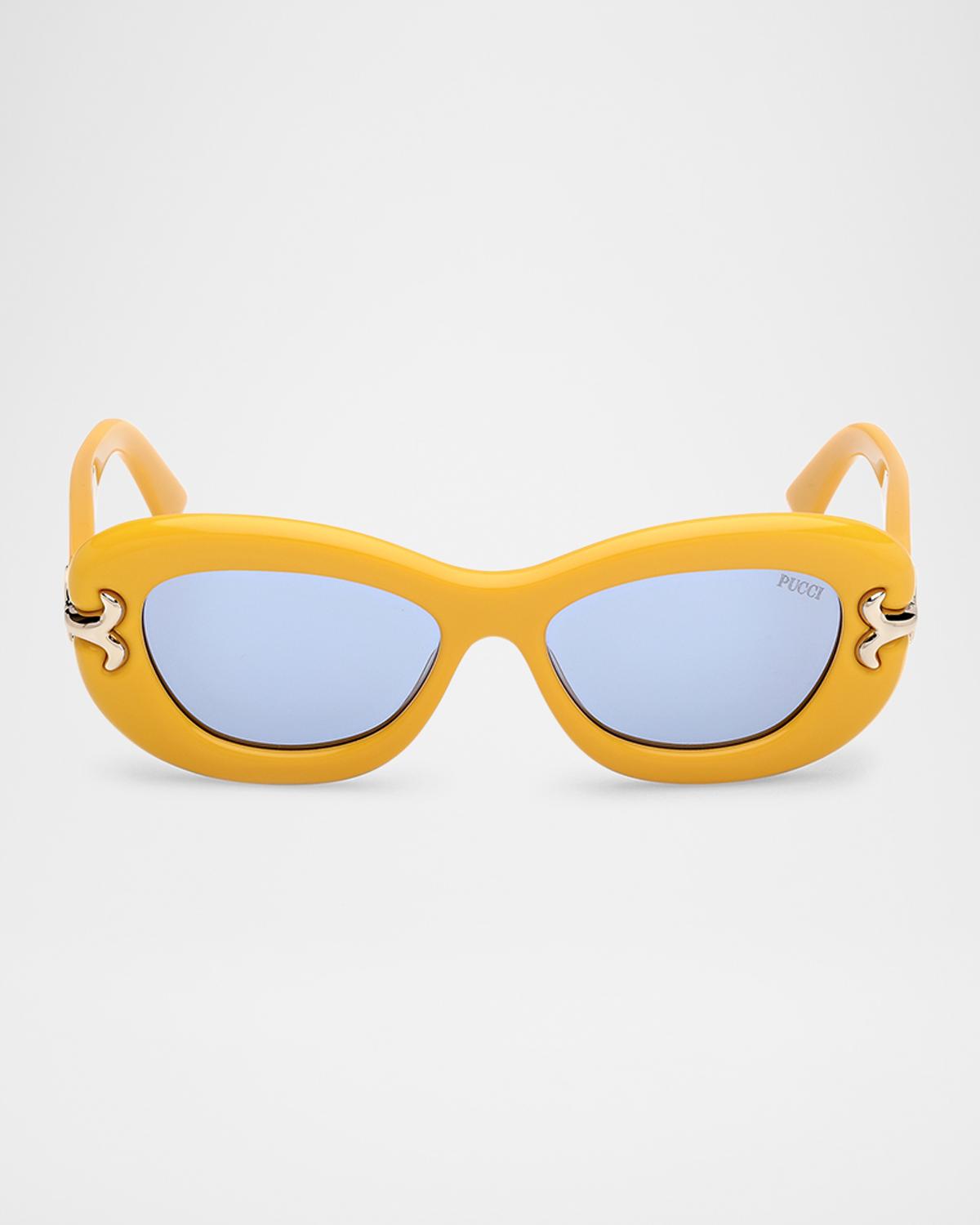 Pucci Filigree Acetate Oval Sunglasses