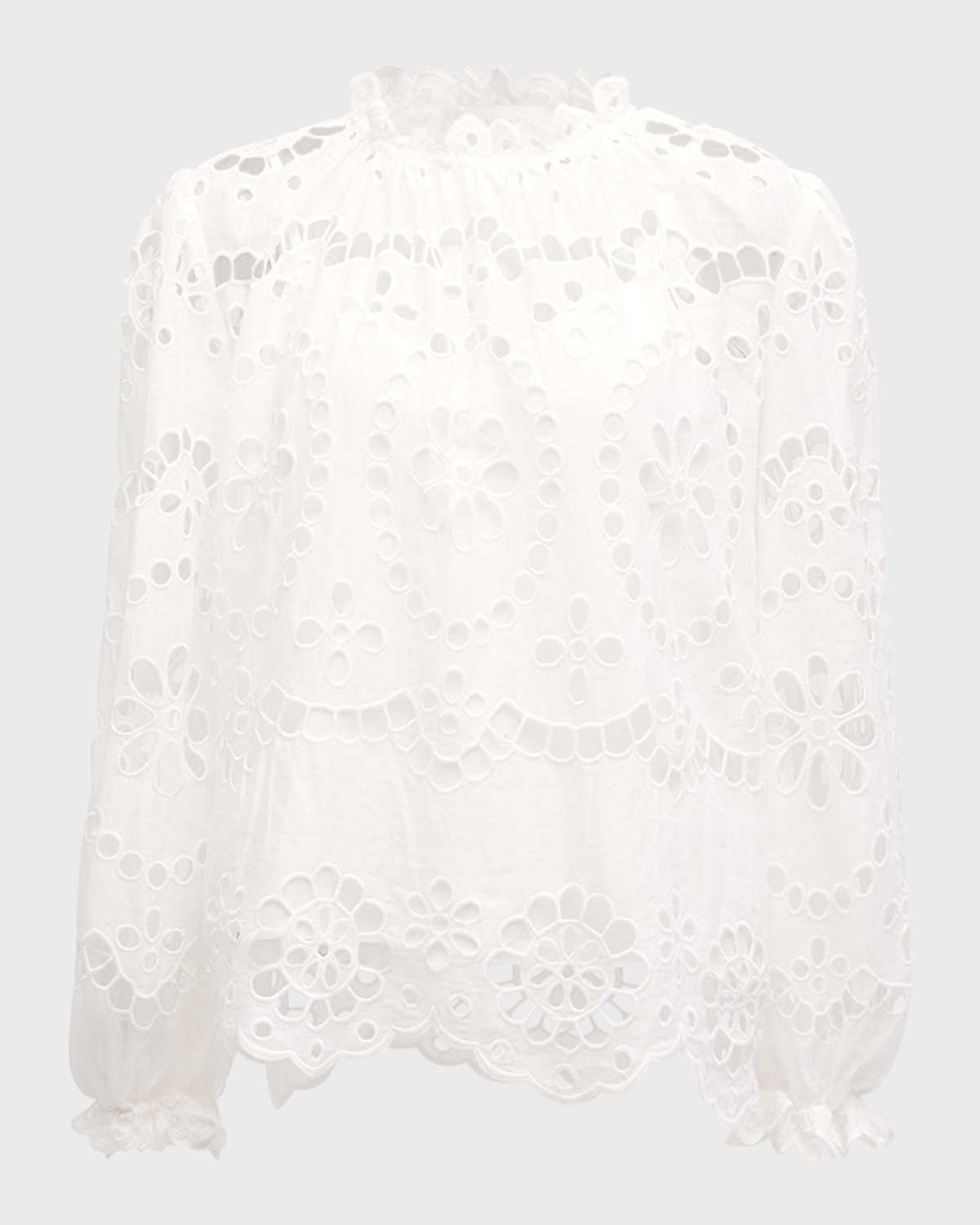 Zimmermann Lexi Long-Sleeve Embroidered Blouse