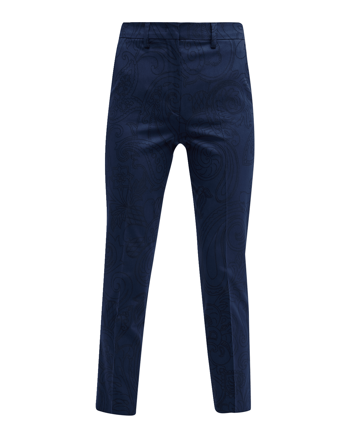 Etro High-Rise Paisley Jacquard Skinny-Leg Ankle Trousers
