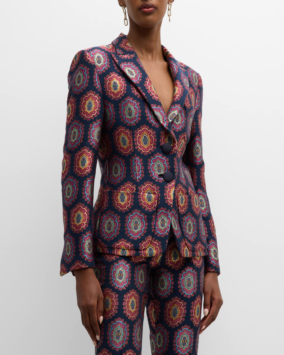 Etro Optic Brocade Single-Breasted Blazer Jacket