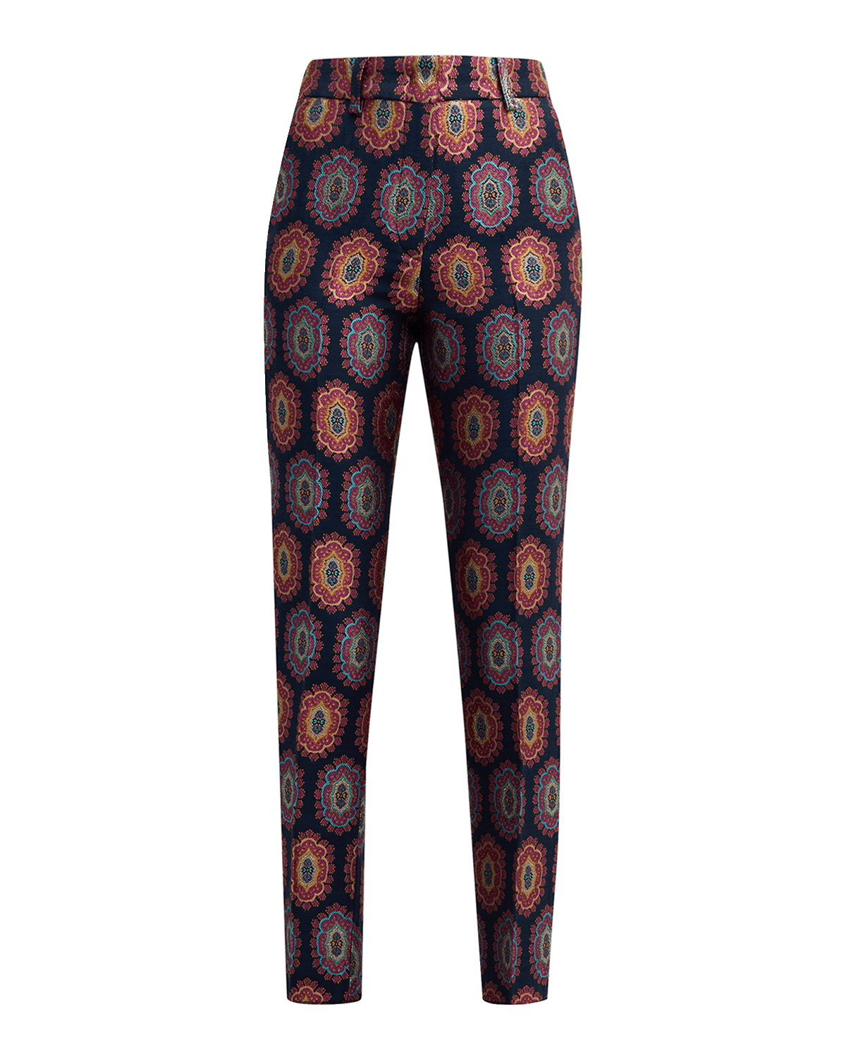 Etro Optic Brocade Slim-Leg Ankle Trousers