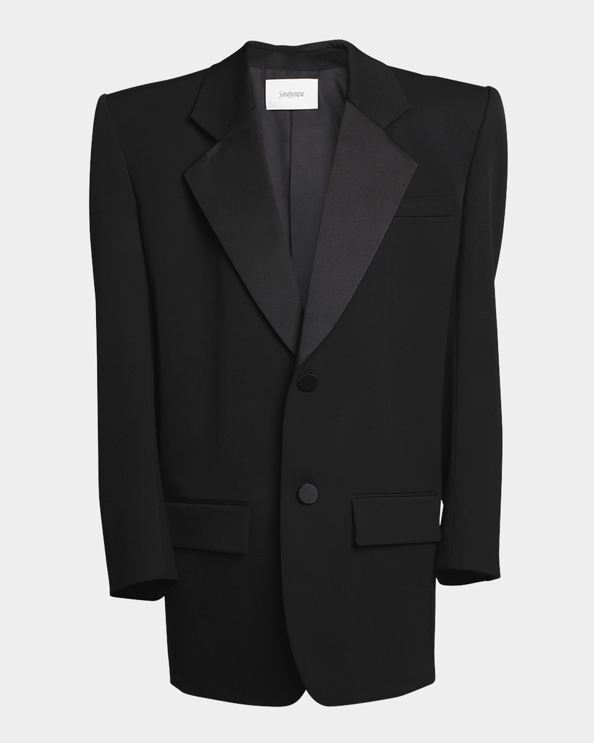 Saint Laurent Satin-Lapel Oversized Single-Breasted Jacket