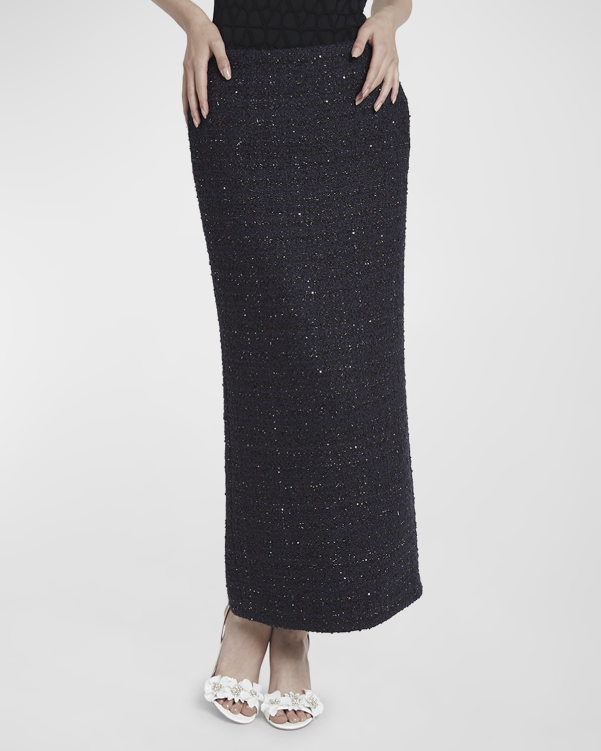 Valentino Garavani Metallic Paillette Tweed Maxi Skirt