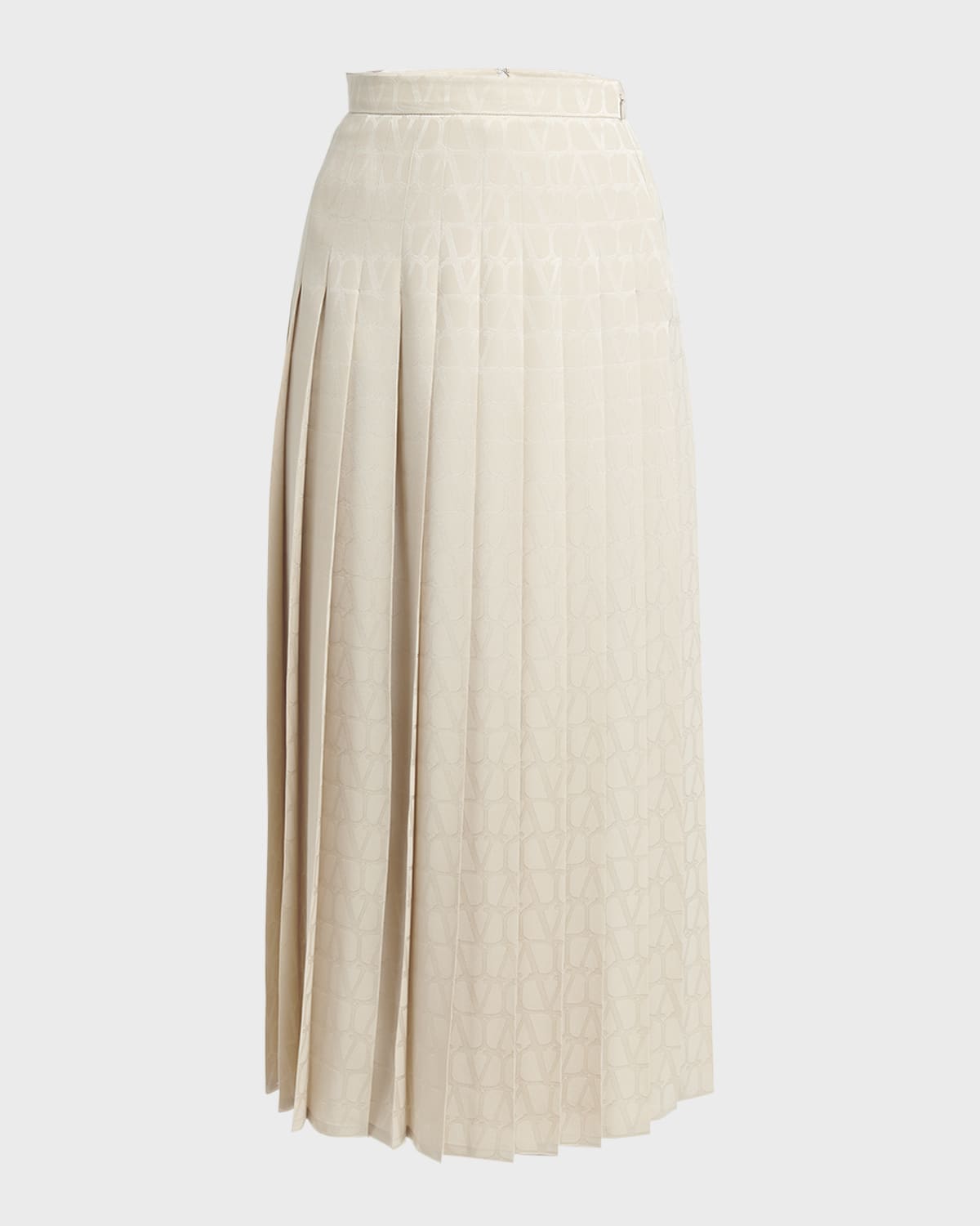Valentino Garavani Pleated Toile Iconographe Silk Jacquard Midi Skirt