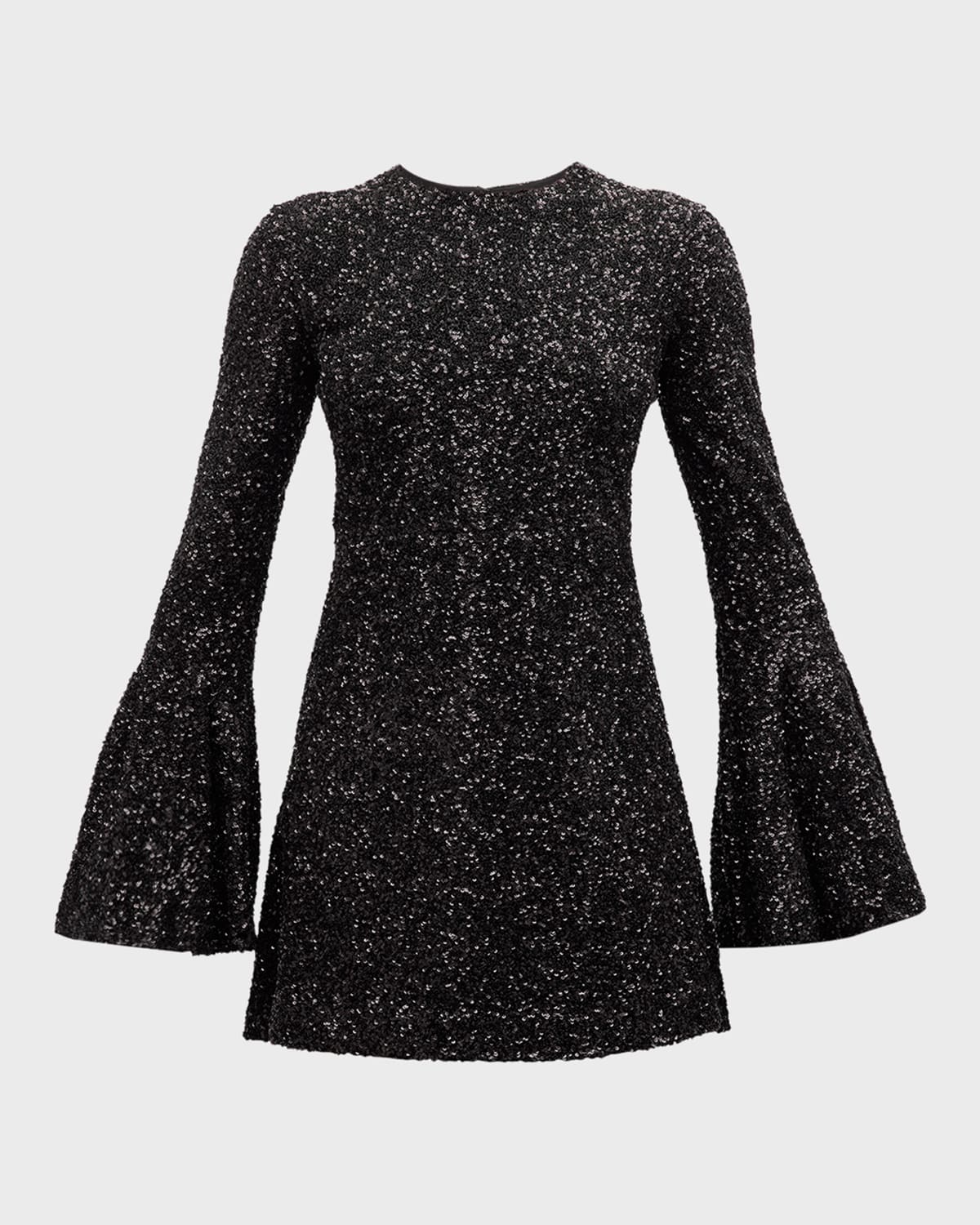 FRAME Sequin Flutter-Sleeve Mini Dress