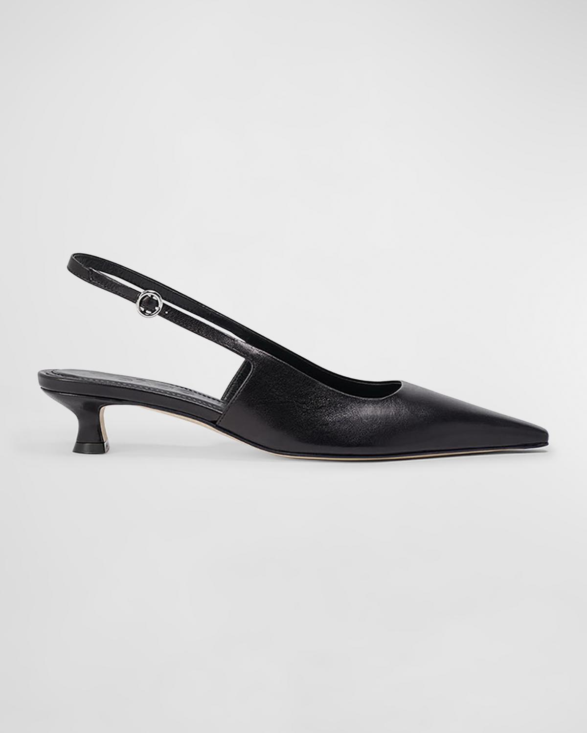 Aeyde Catrina Leather Kitten-Heel Slingback Pumps