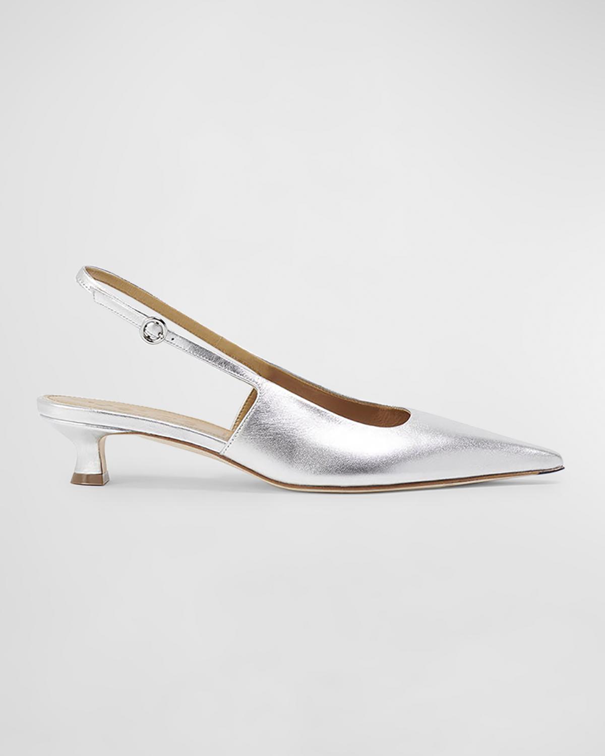 Aeyde Catrina Leather Kitten-Heel Slingback Pumps