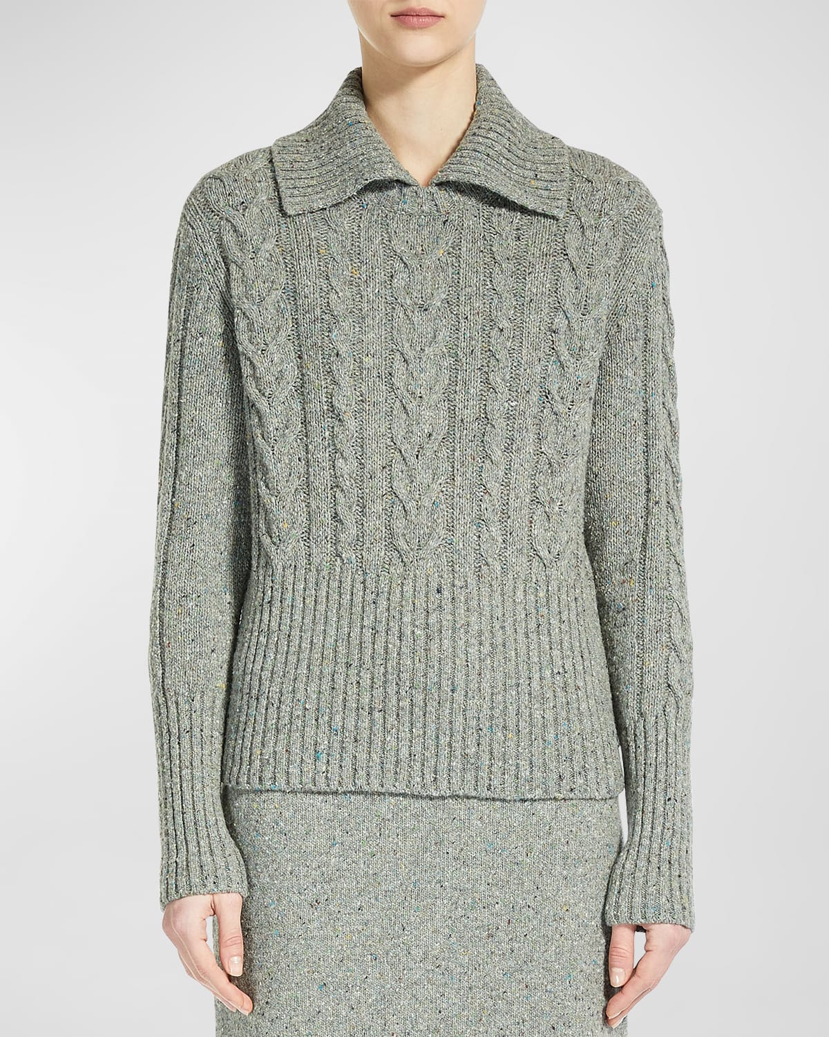 Weekend Max Mara x Kate Phelan Cable-Knit Tweed Sweater
