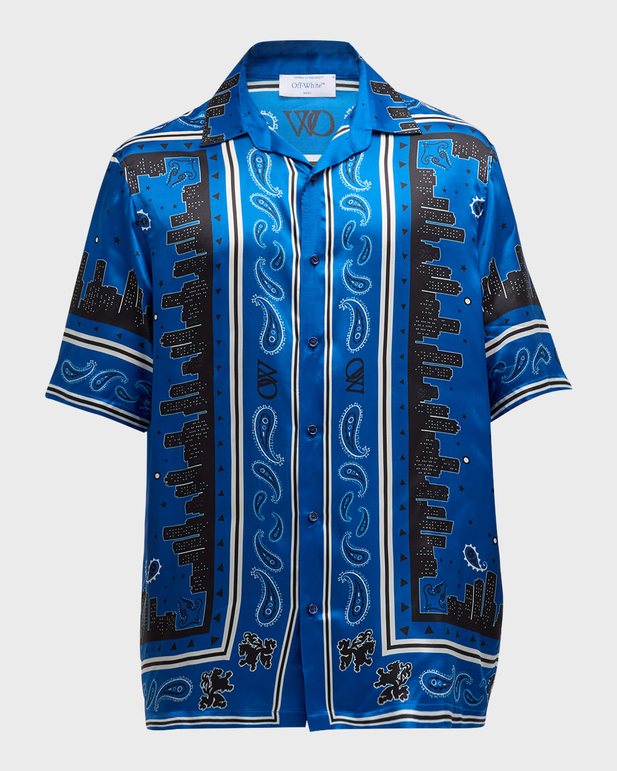 Off-White Men's Bandana Viscose Bowling Shirt