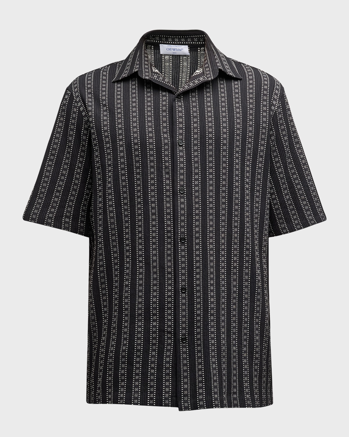 Off-White Men's Mini Arrow Striped Bowling Shirt