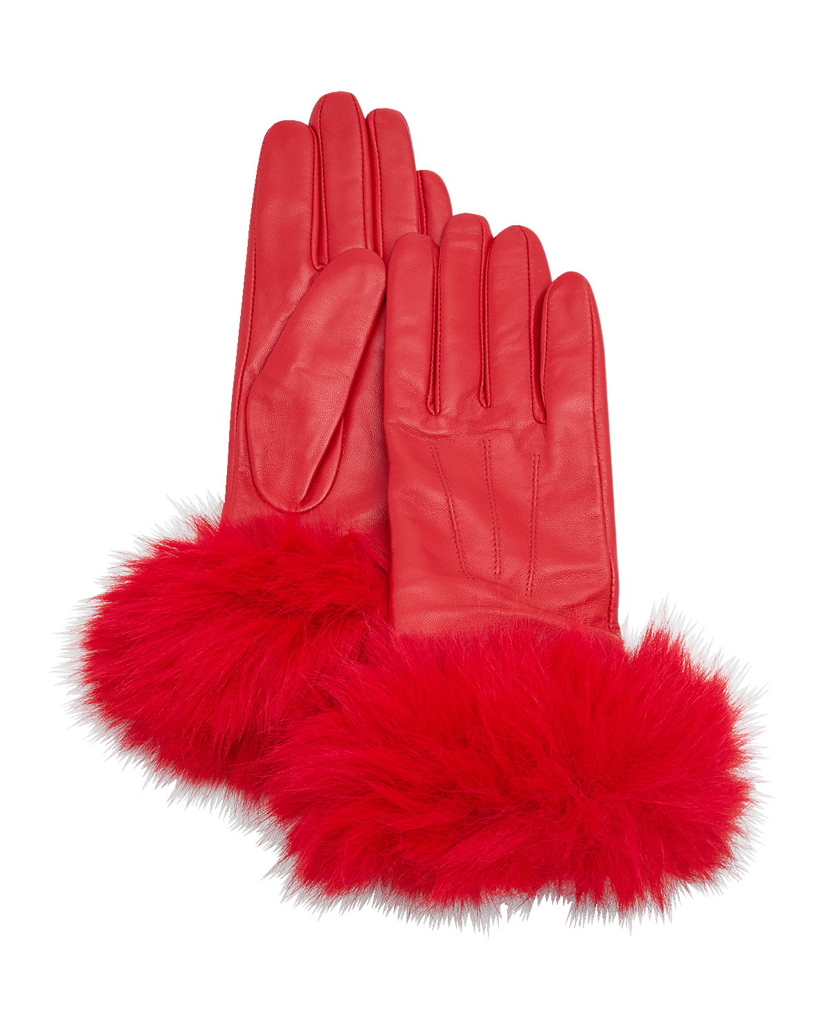 Sofia Cashmere Leather & Cashmere Gloves With Faux Fur Cuffs