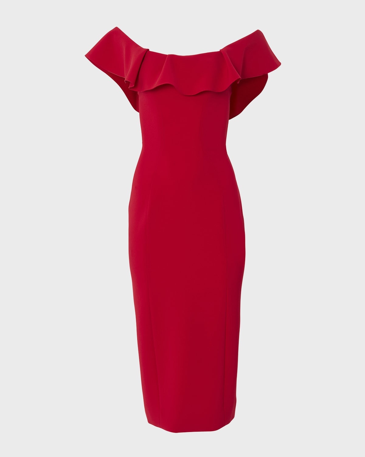 Carolina Herrera Ruffle Off-Shoulder Midi Dress