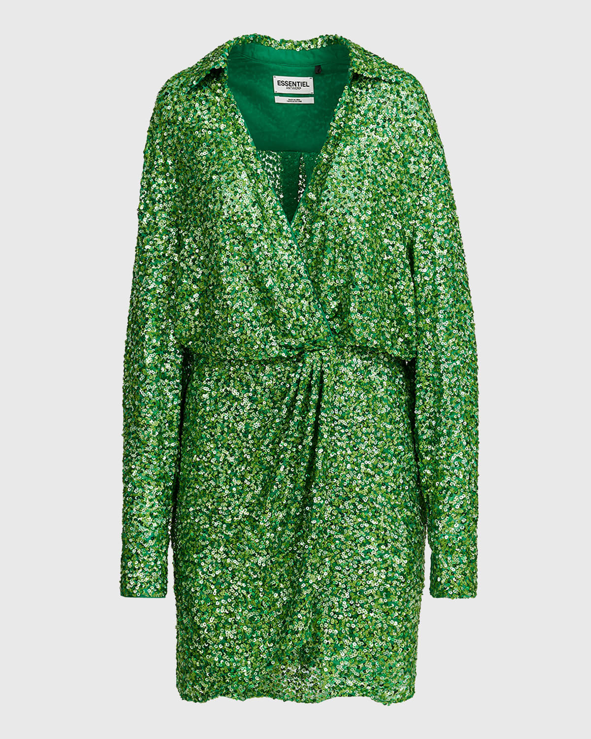 Essentiel Antwerp Sequined Mini Faux-Wrap Dress