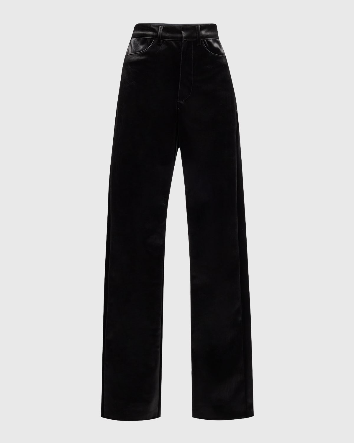 Enza Costa Satin High-Rise Straight-Leg Faux Leather Pants