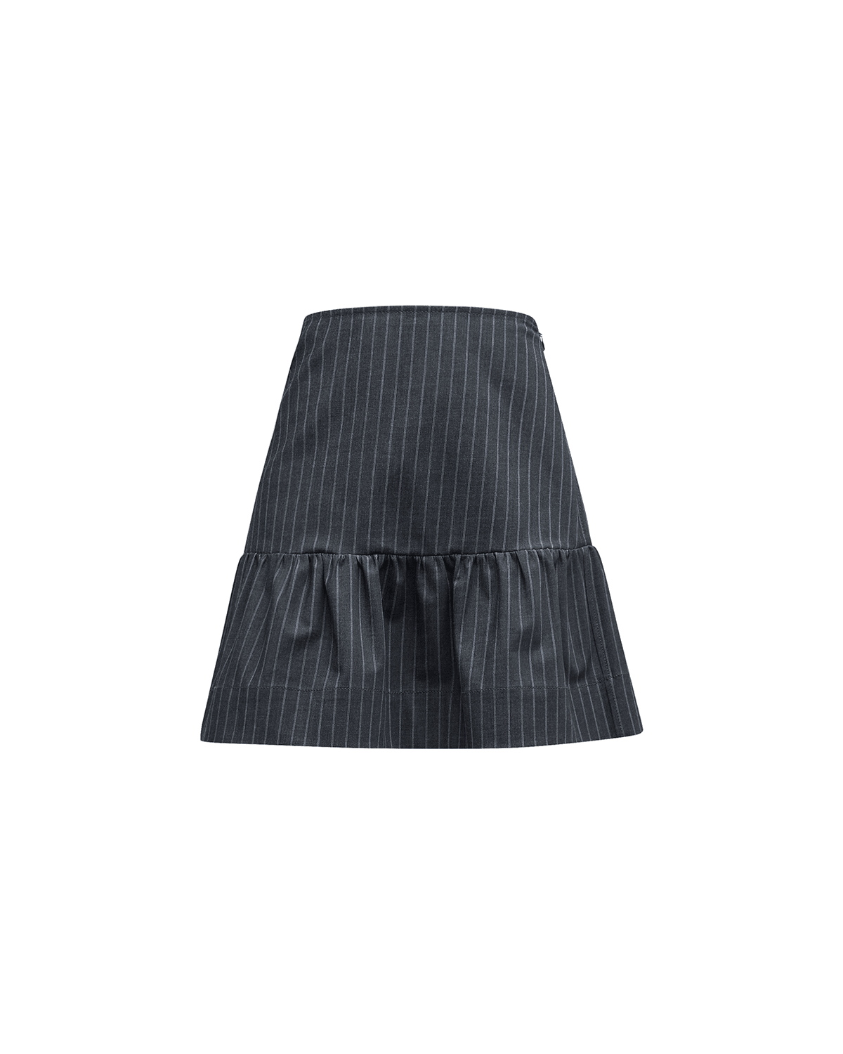 Ganni Pinstripe Flounce Mini Skirt