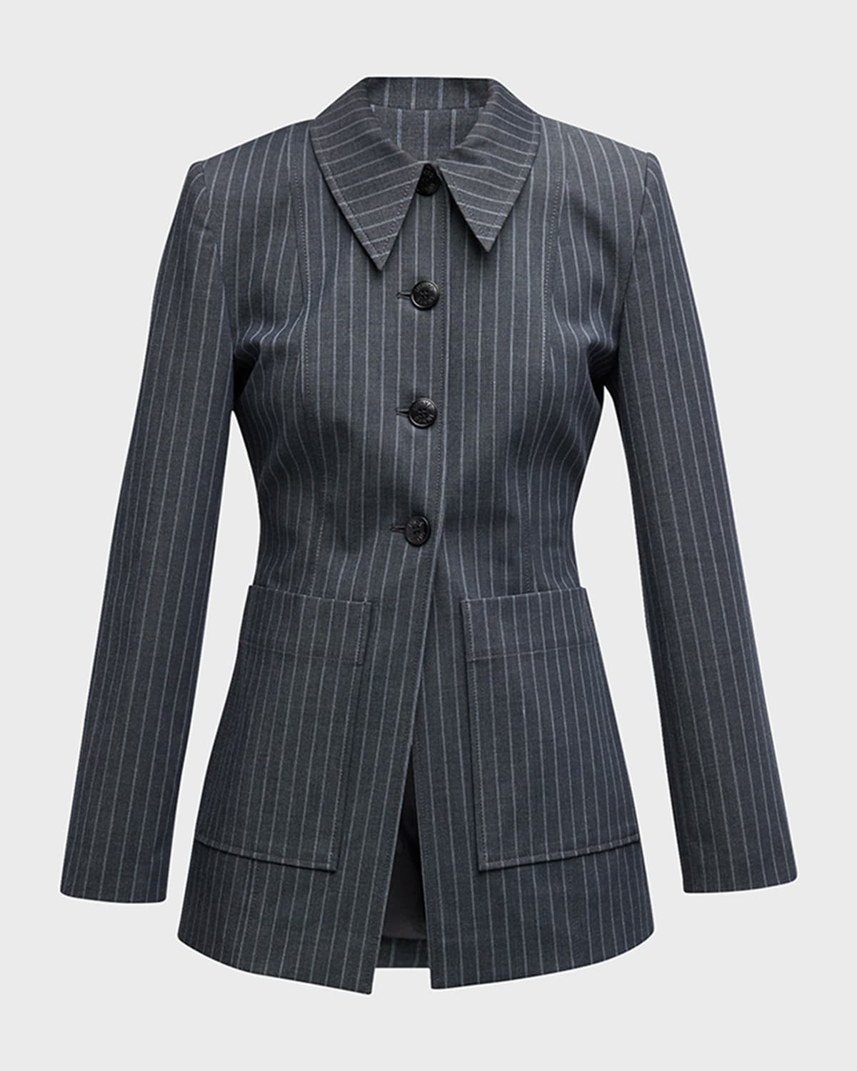 Ganni Pinstripe Single-Breasted Blazer