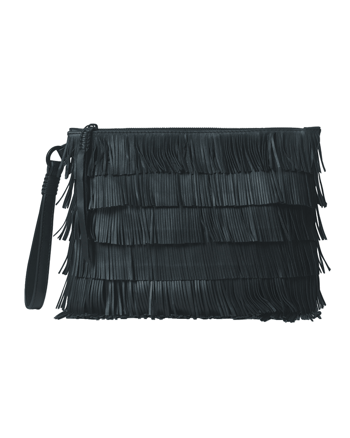 Callista Fringe Pouchette Leather Clutch Bag