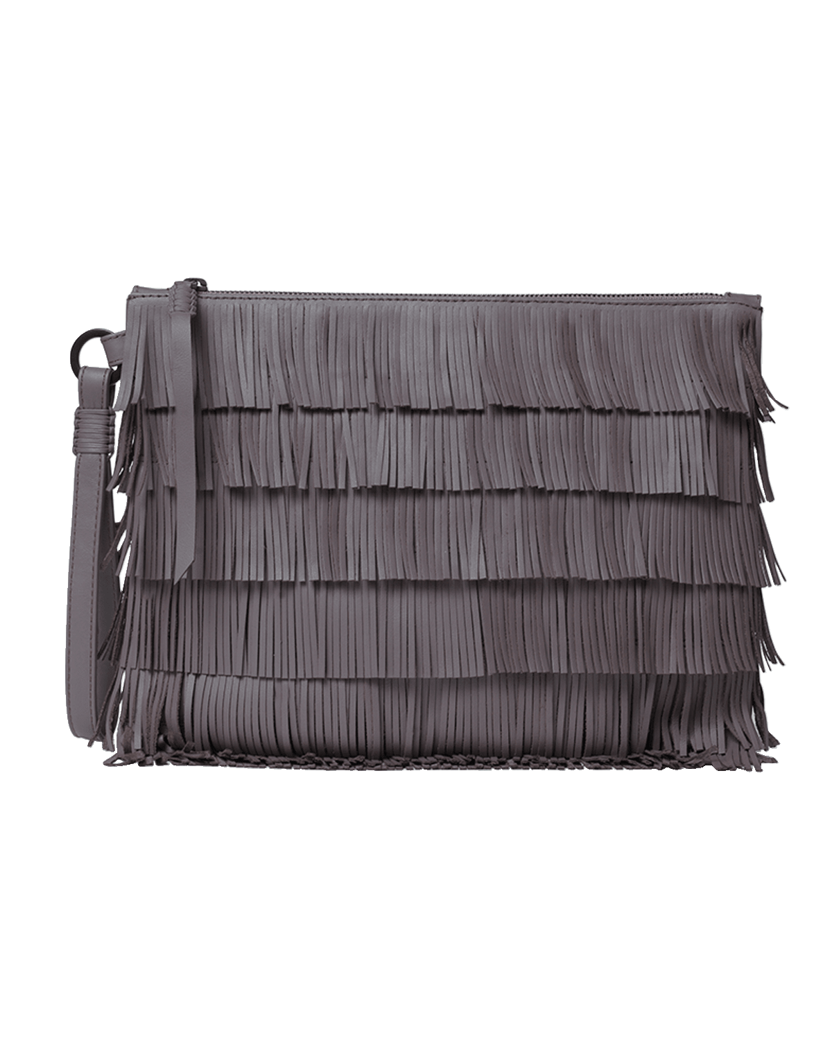 Callista Fringe Pouchette Leather Clutch Bag