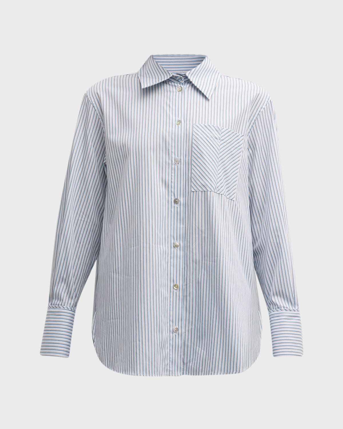 Marella Ignazio Striped Button-Down Cotton Poplin Shirt