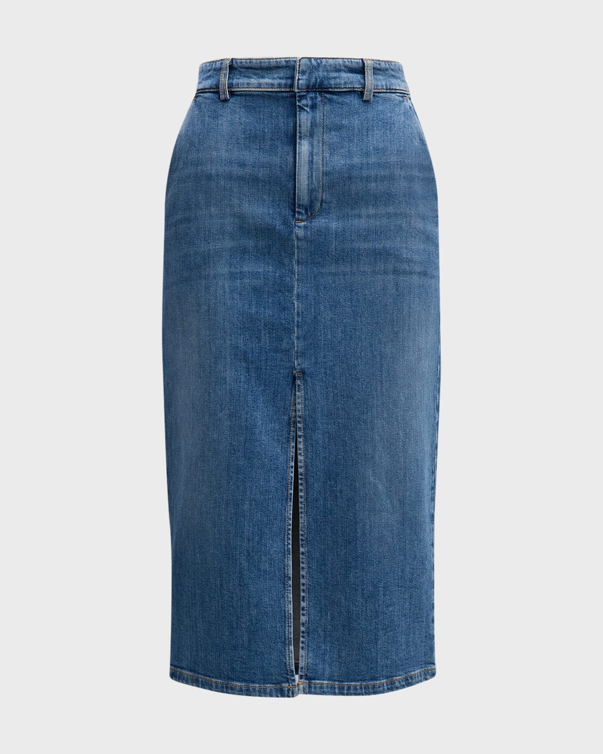 Marella Cast Front-Slit Straight Denim Midi Skirt