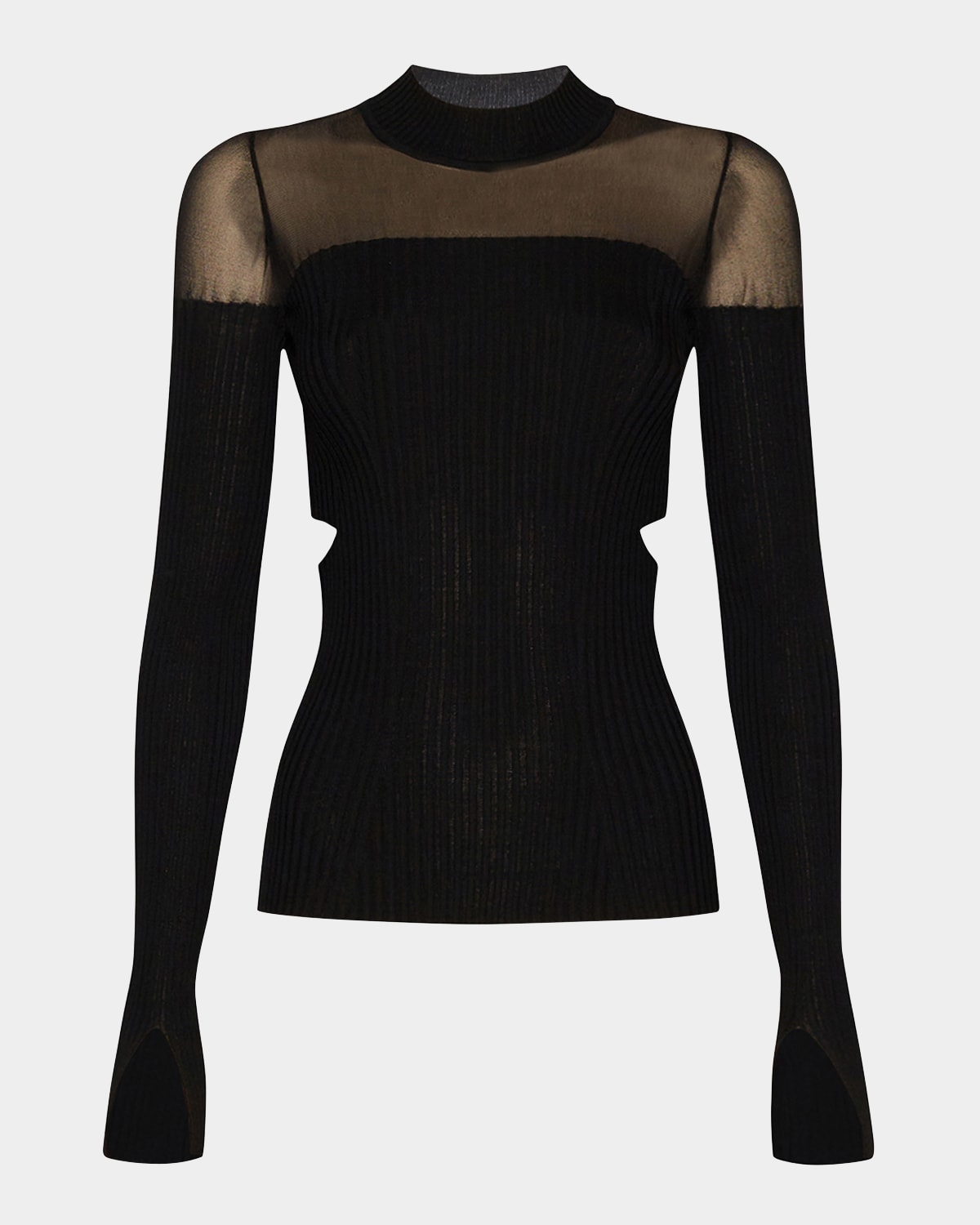 Wolford x Simkhai Cutout Ribbed Top with Sheer Mesh