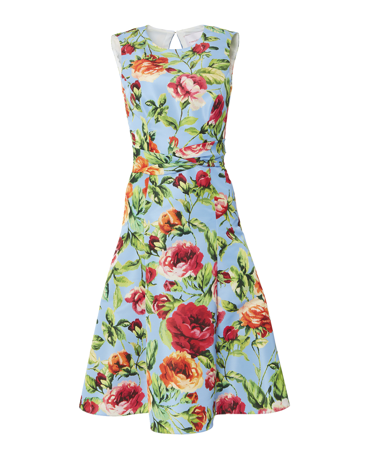 Carolina Herrera Floral-Print Midi Dress with Twist Waistband