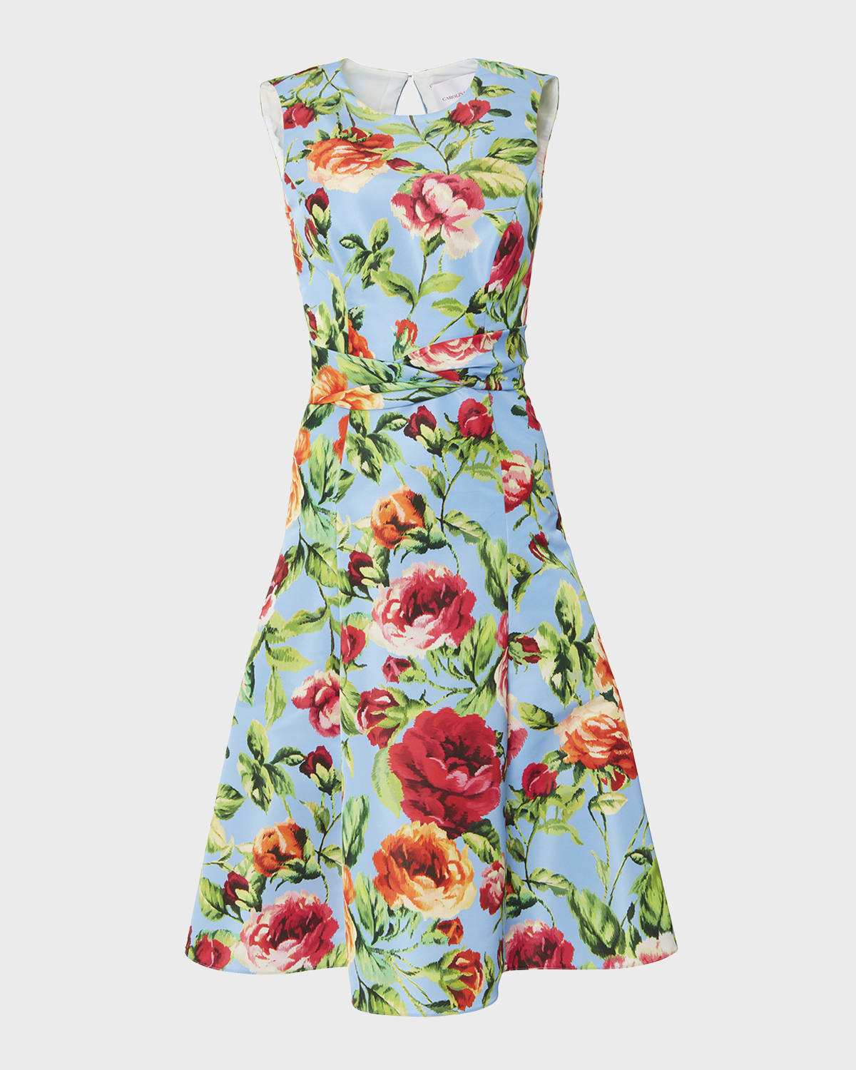 Carolina Herrera Floral-Print Midi Dress with Twist Waistband