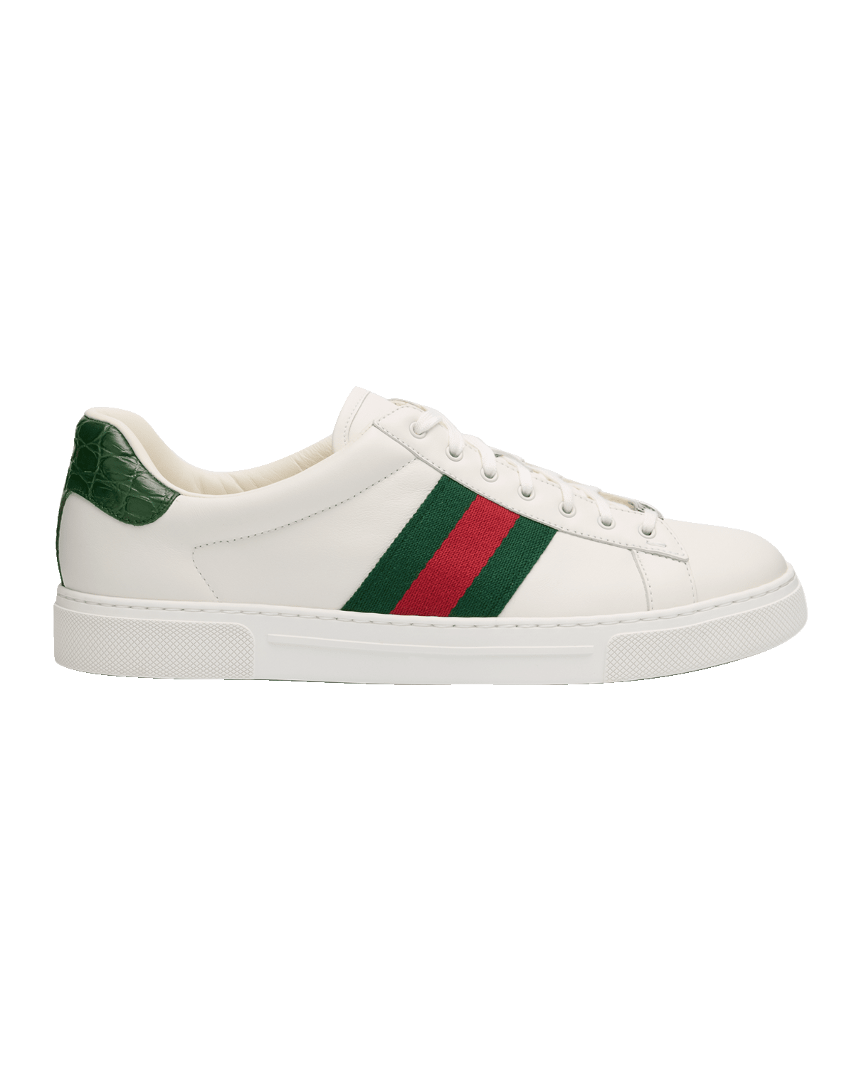 Gucci Men's Ace Leather Web Low-Top Sneakers