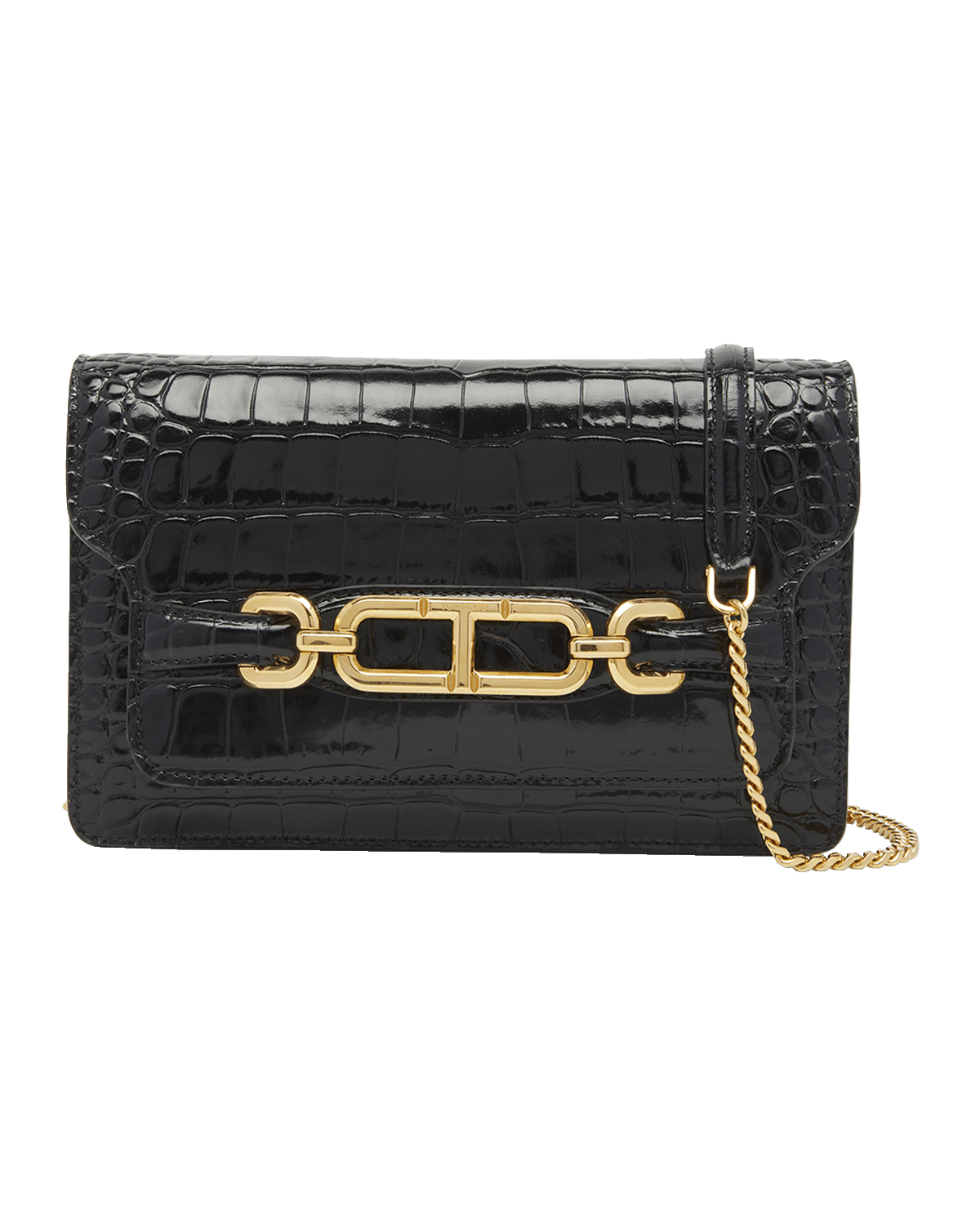 TOM FORD Whitney Small Shoulder Bag in Stamped Croc Leather