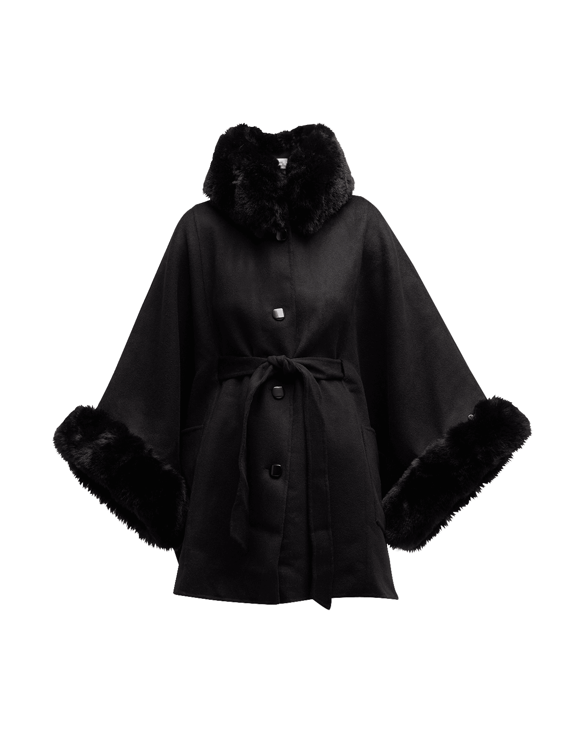 La Fiorentina Button-Up Wool & Faux Fur Cape