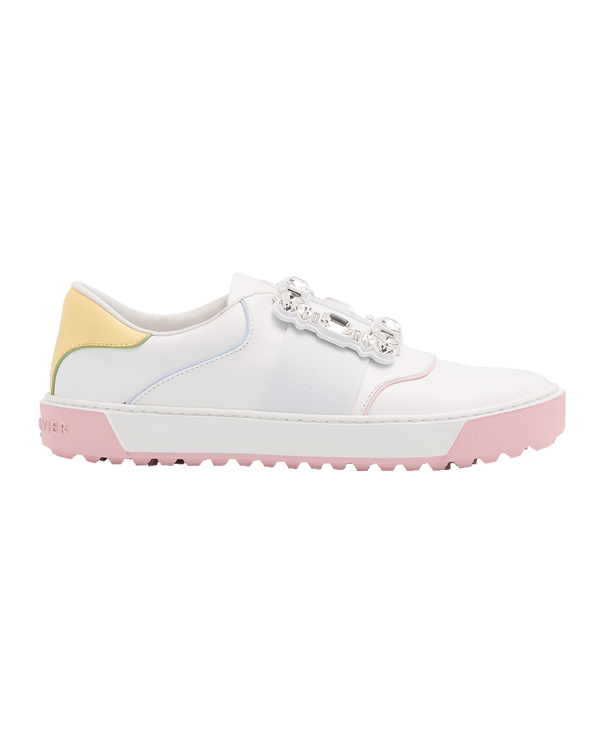 Roger Vivier Very Vivier Colorblock Crystal-Buckle Slip Sneakers