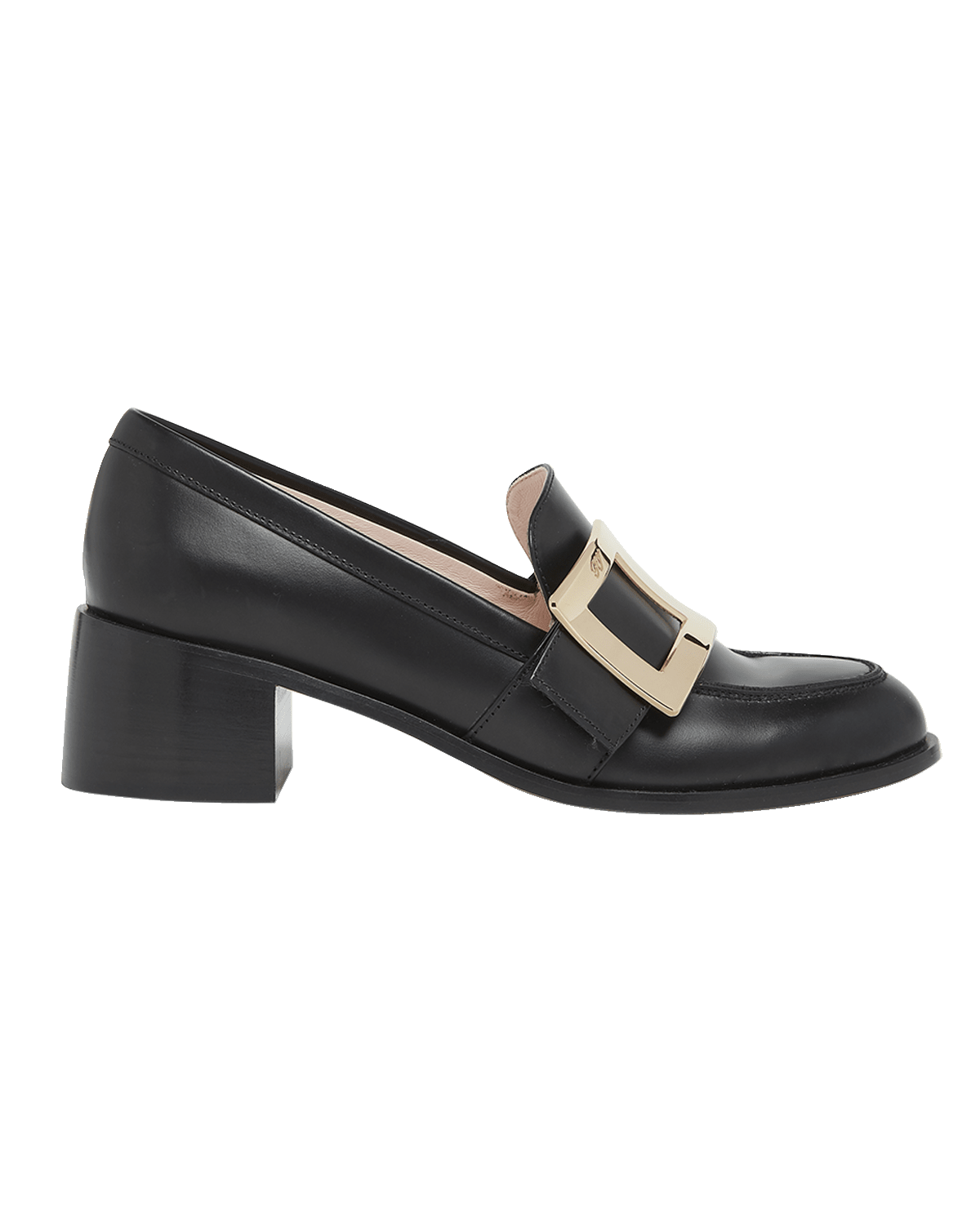 Roger Vivier Viv Rangers Leather Buckle Heeled Loafers