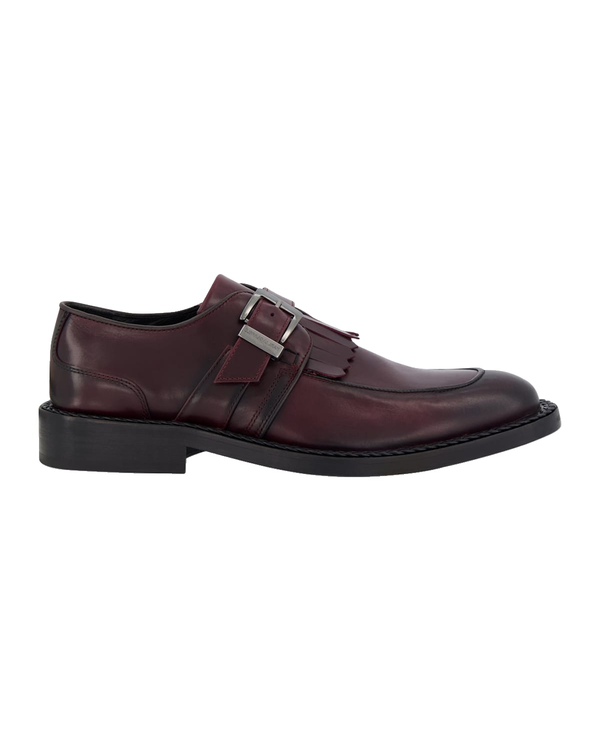 Karl Lagerfeld Paris Men's Leather Fringe Single Monk Strap Loafers