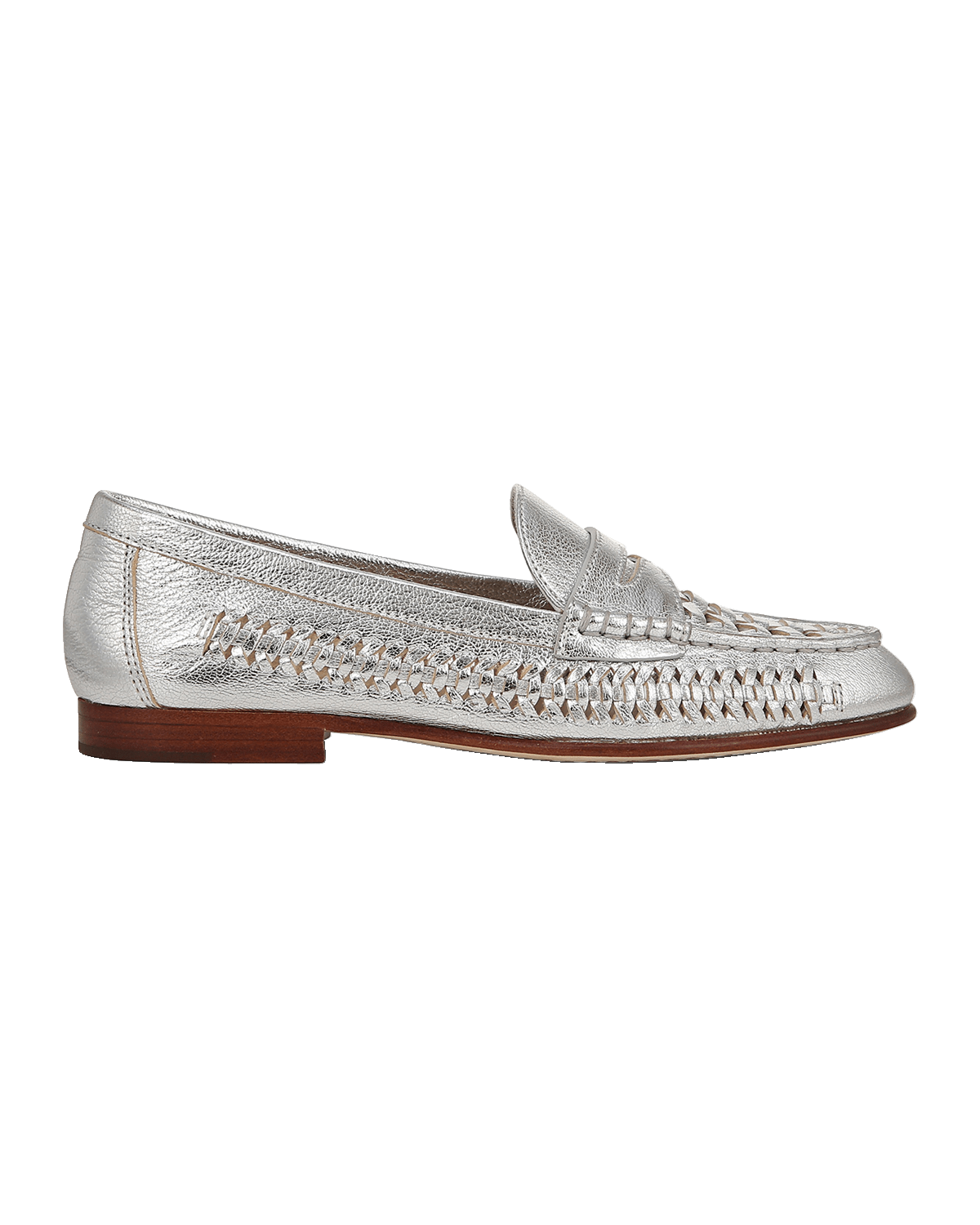 Veronica Beard Woven Metallic Penny Loafers