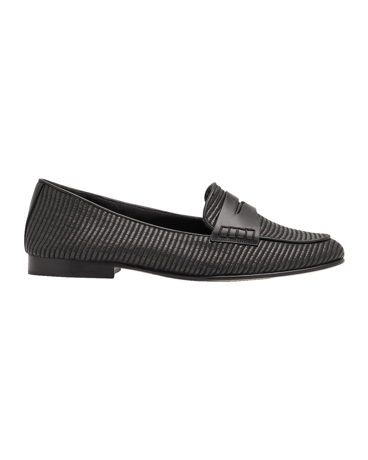 Veronica Beard Raffia Leather Slip-On Penny Loafers