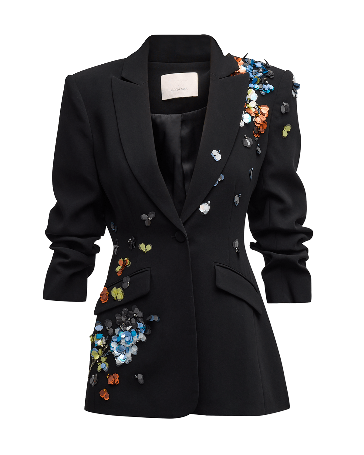 Cinq a Sept Cheyenne Sequin Flower Scrunched Blazer