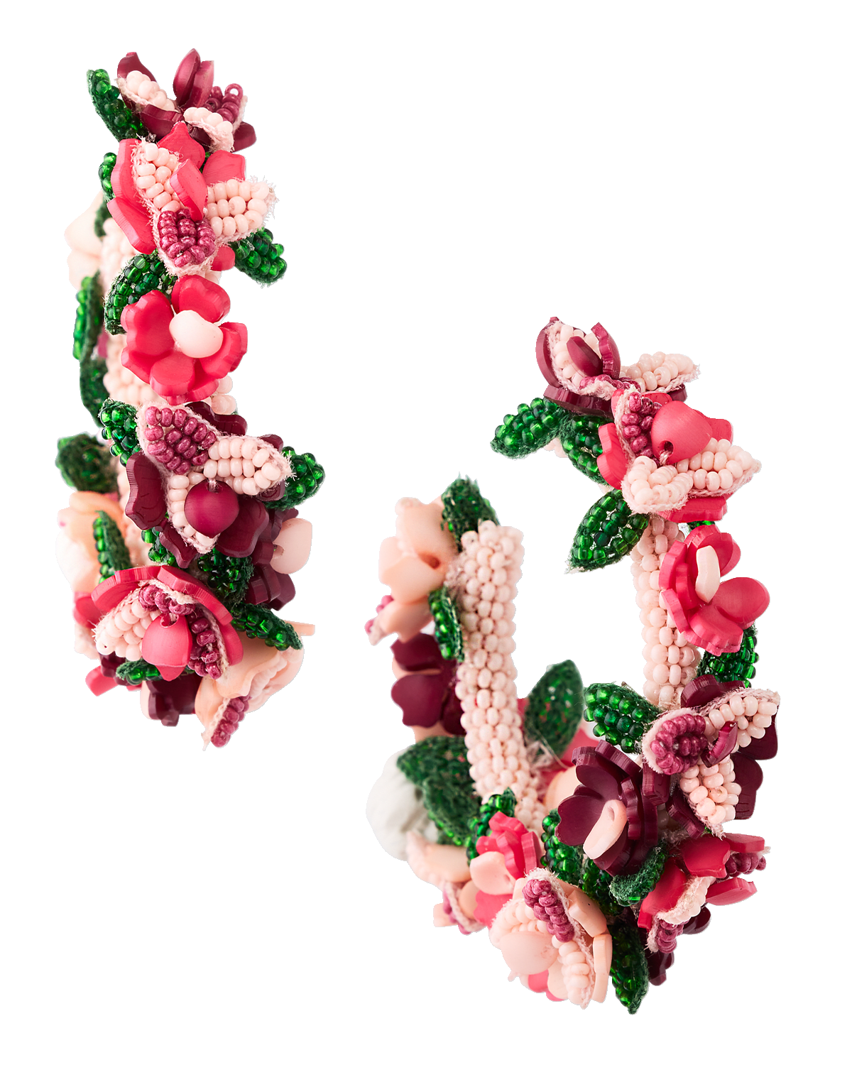 Oscar de la Renta Flower Cluster Hoop Earrings
