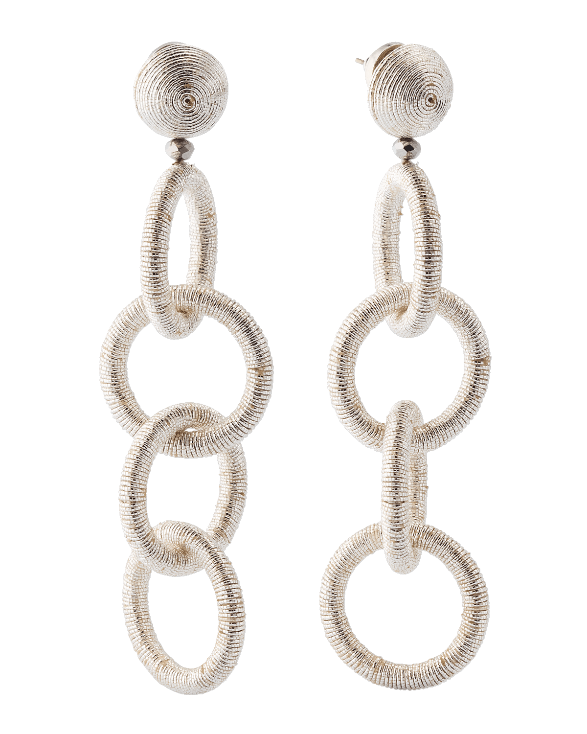 Oscar de la Renta Long Coil Circle Link Earrings