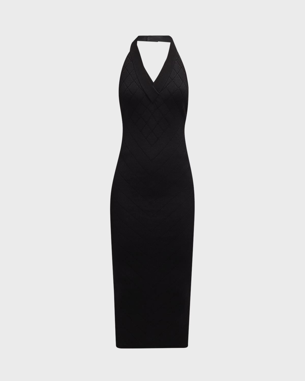 Balmain Diamond Knit Halter Midi Dress