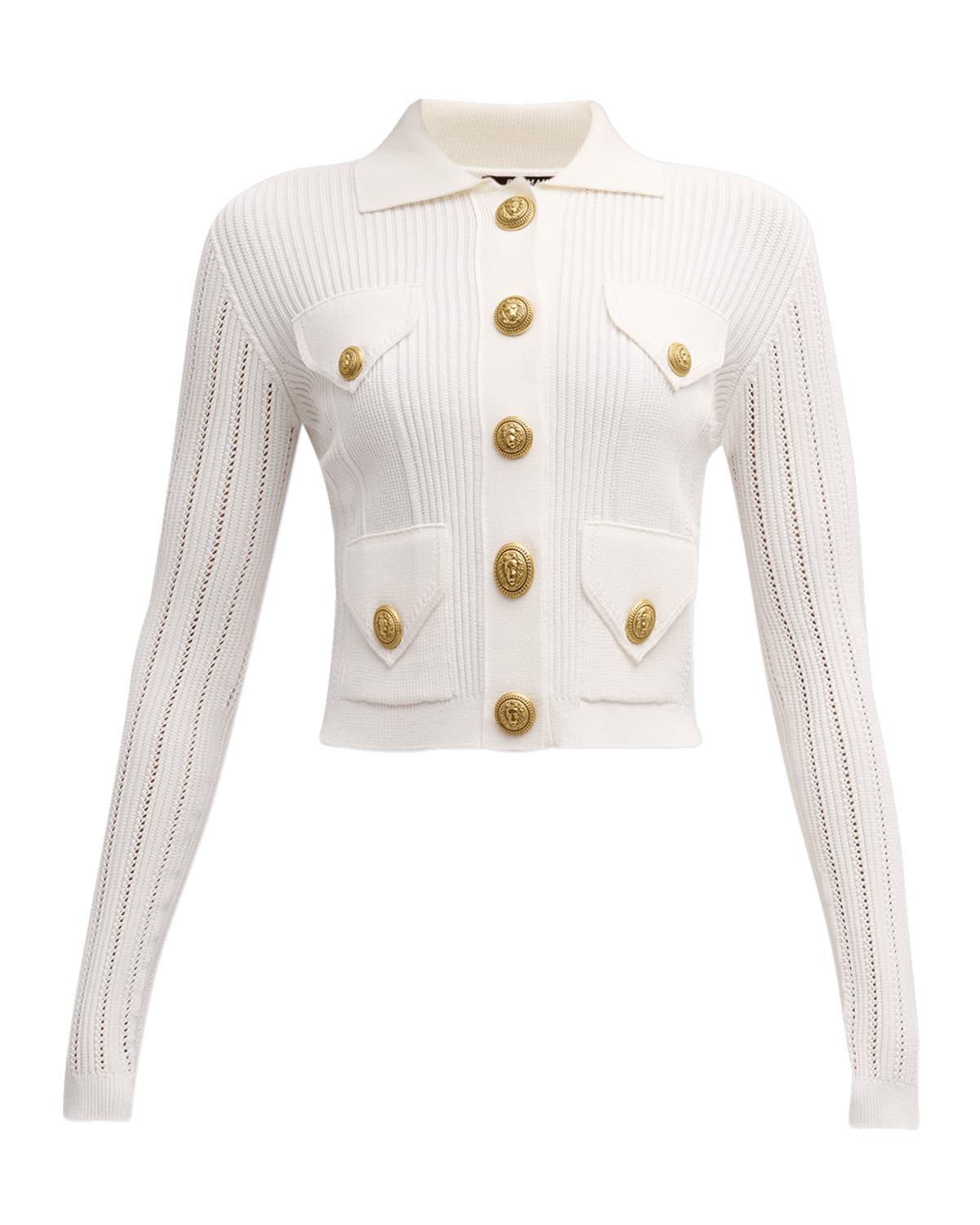 Balmain See Through Buttoned Knit Cardigan