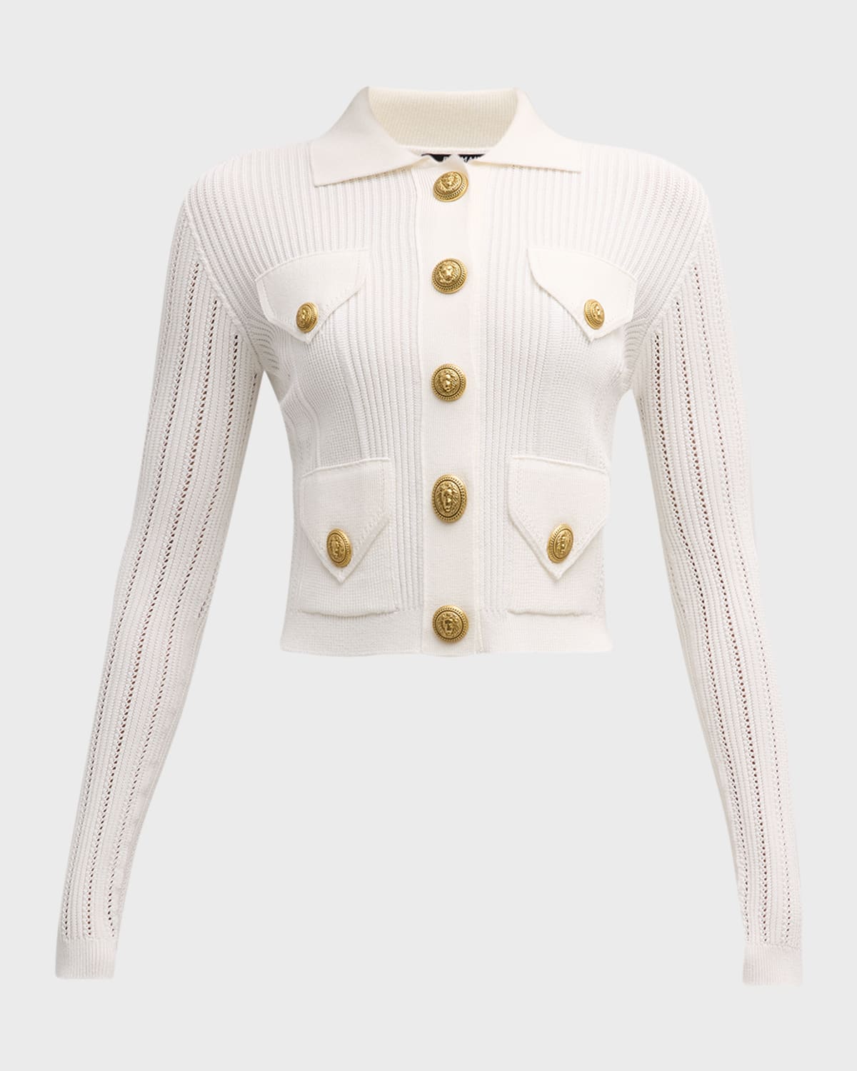 Balmain See Through Buttoned Knit Cardigan