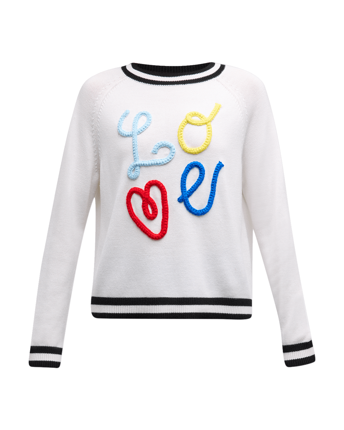 Alice + Olivia Albina Crochet Text Raglan Pullover