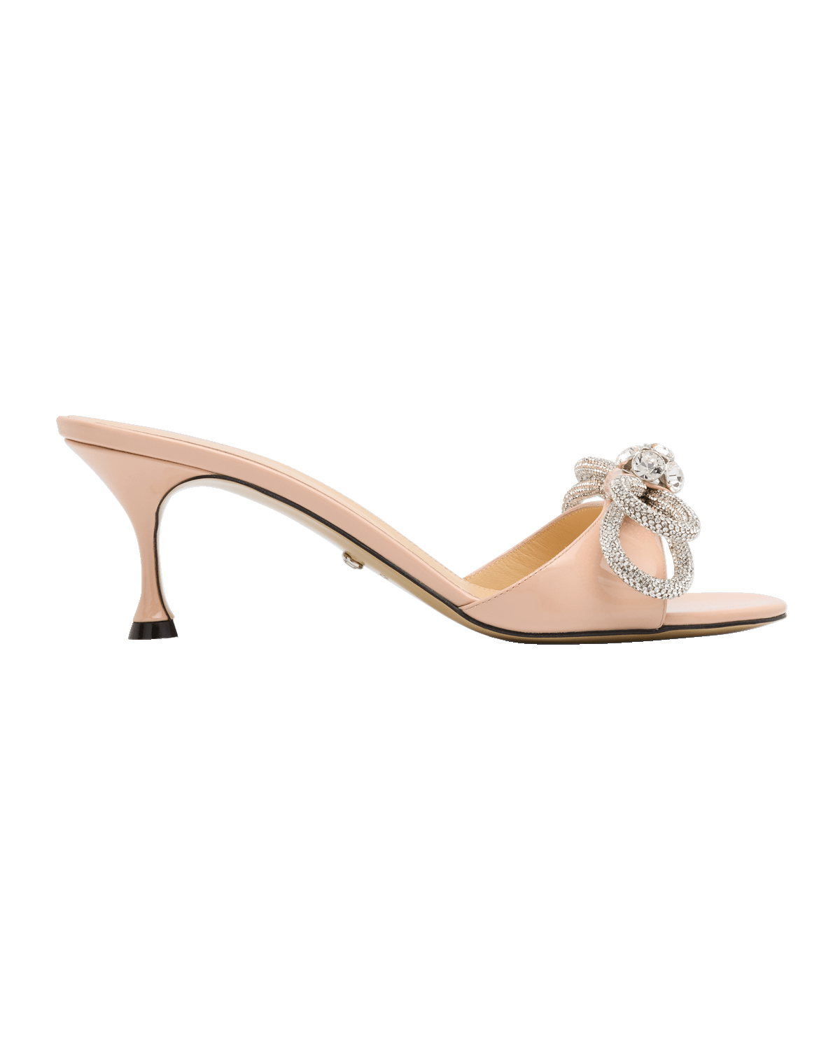 MACH & MACH Crystal Patent Double Bow Mule Sandals