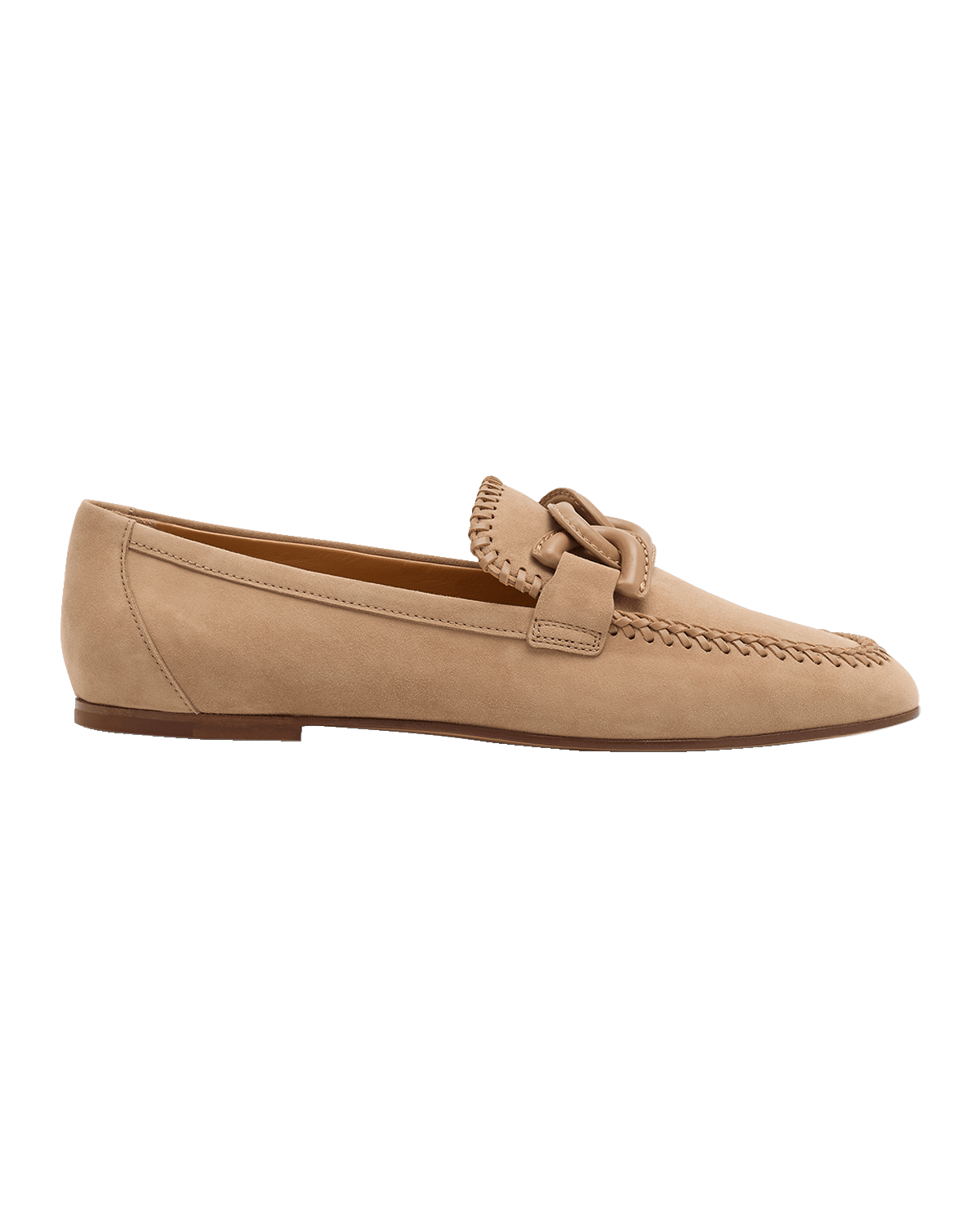 Tod's Suede Whipstitch Chain Slip-On Loafers